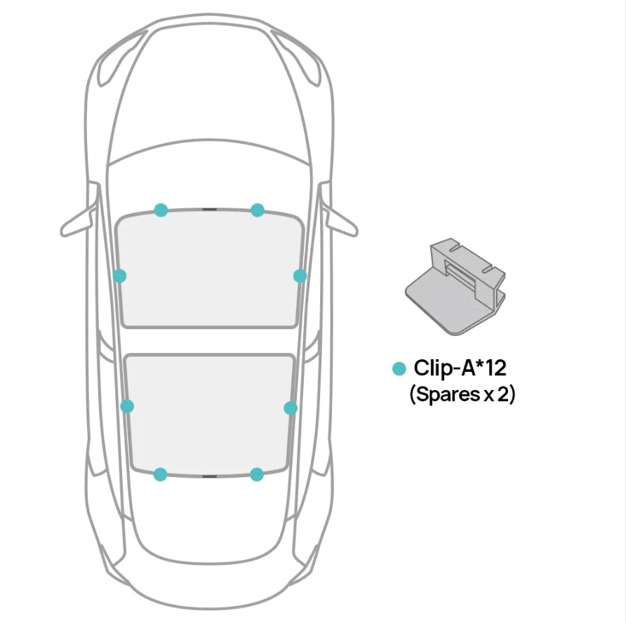 Haloblk Roof Glass Sunshade Replaceable Clips For Tesla Model 3 & Model 3 Highland & Model Y