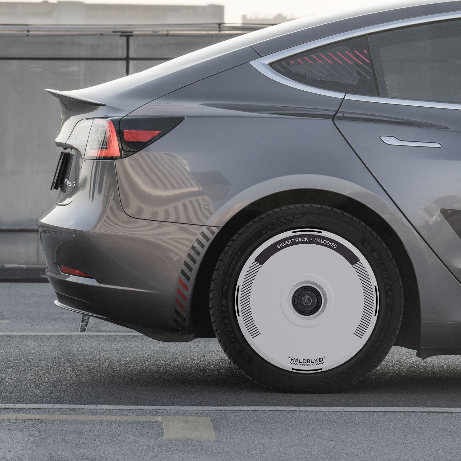 HALODISC 2 Wheel Covers for Tesla Model 3 2017-2023 18" Aero Wheels丨Silver Track